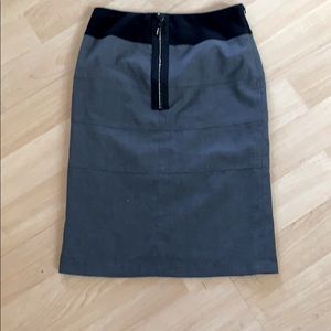 Lined pencil skirt with rhinestone faux zipper